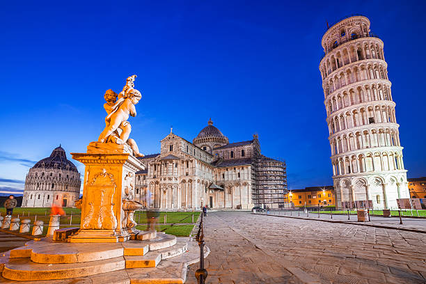 Pisa, Italy. Catherdral and the Leaning Tower of Pisa at Piazza dei Miracoli.