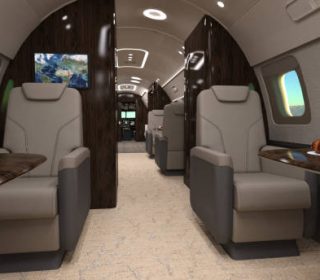Modern interior of a luxury or corporate jet