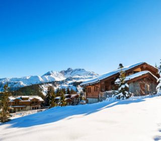 Courchevel village in Alps mountains, France. Winter ski resort. Famous travel destination