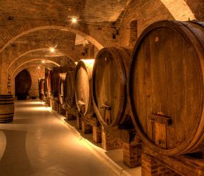 Wine cellar in ancient building in Tuscany, Italy