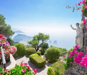 View from mount Solaro of Capri island at summer day, Italy